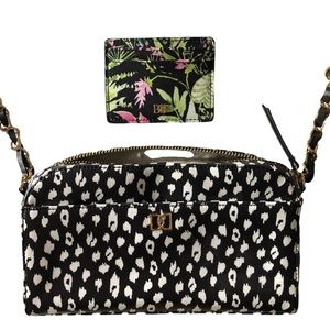 NEW Crossbody Purse Card Wallet Set Dena Designs Animal Floral Black Green Pink
